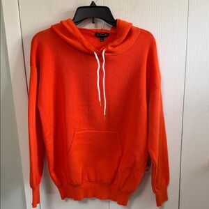 Express Neon Orange Hoodie with White Drawstrings